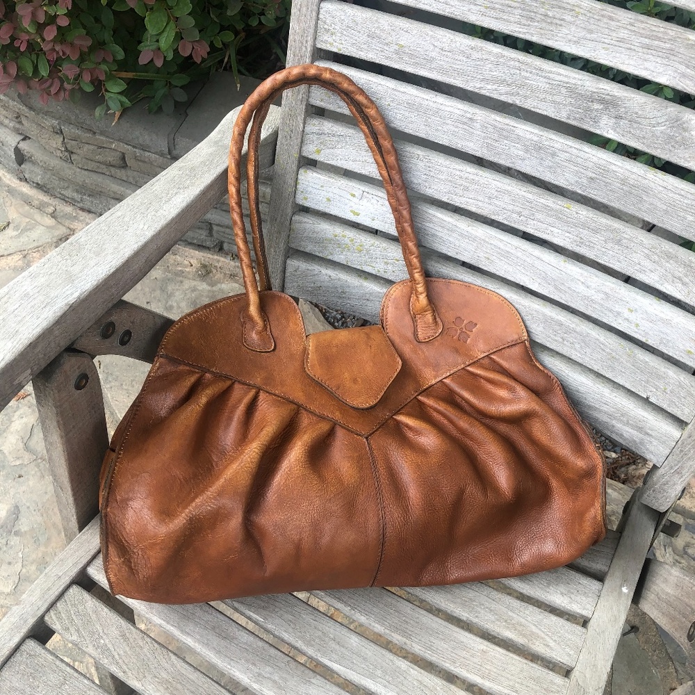 Patricia Nash Vintage Cognac Brown Leather Satchel